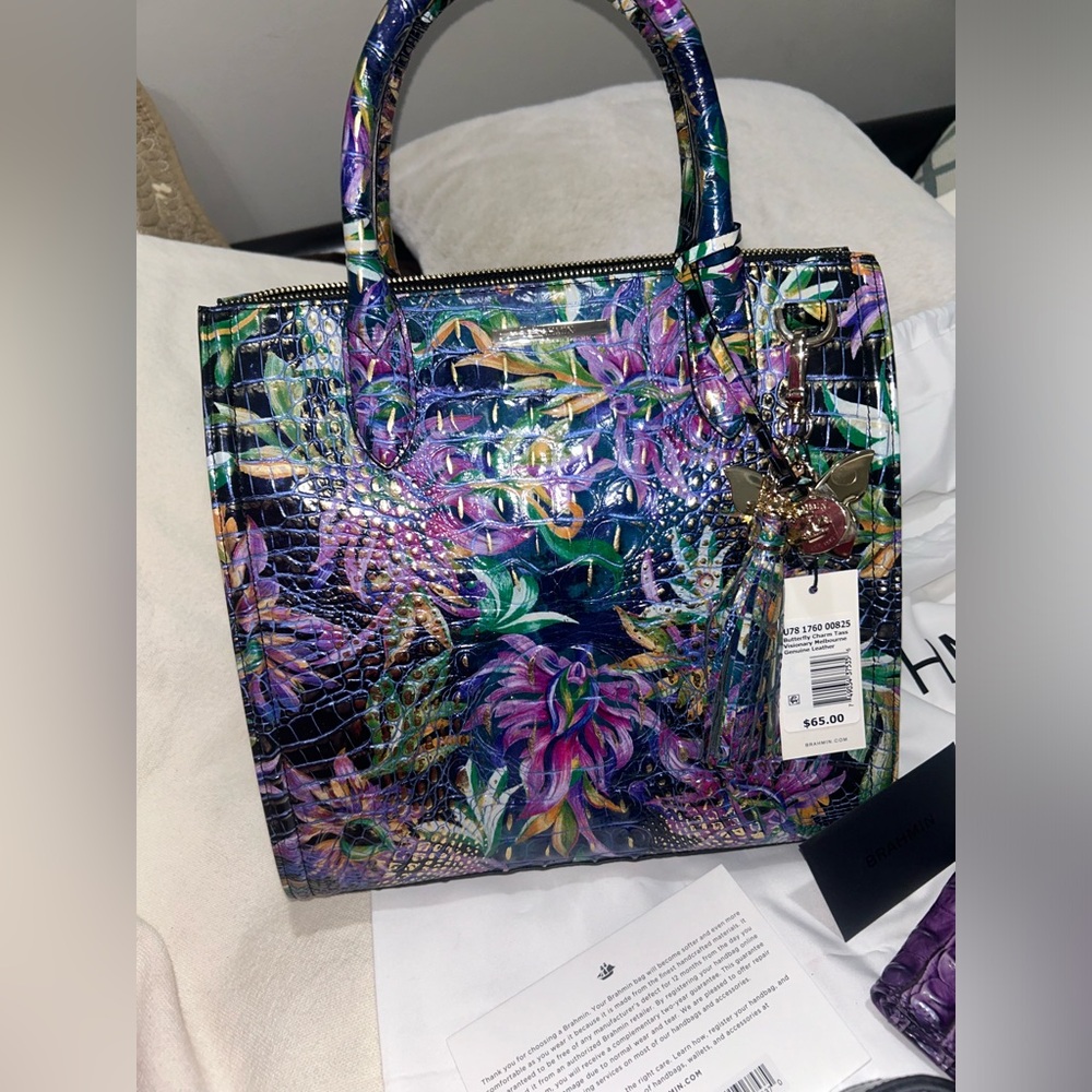 Colorful Women's Handbag with Purple Accents - Picture 5 of 12